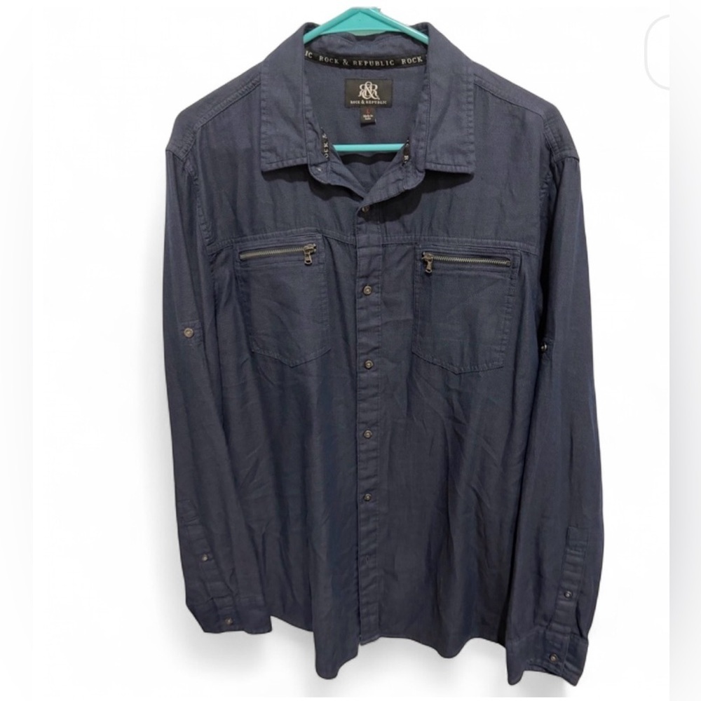 Rock & Republic Navy Casual Shirt L
